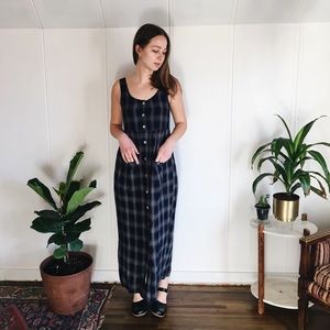 navy plaid maxi dress
